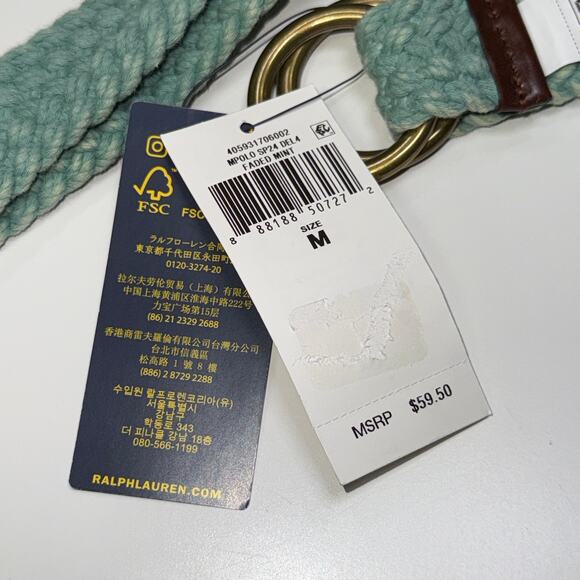 Polo Ralph Lauren Men's Braided Cotton Belt - Faded Mint medium $59 - Picture 6 of 6